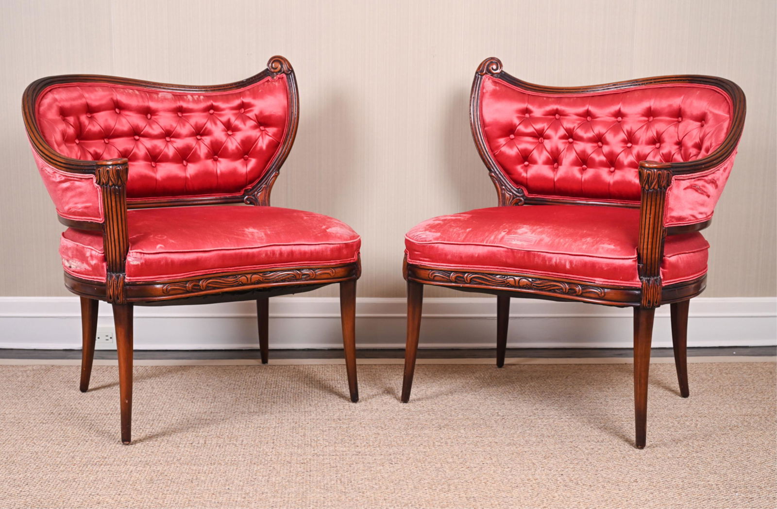 PAIR OF VINTAGE FRENCH STYLE BOUDOIR CHAIRS (1 of 15)