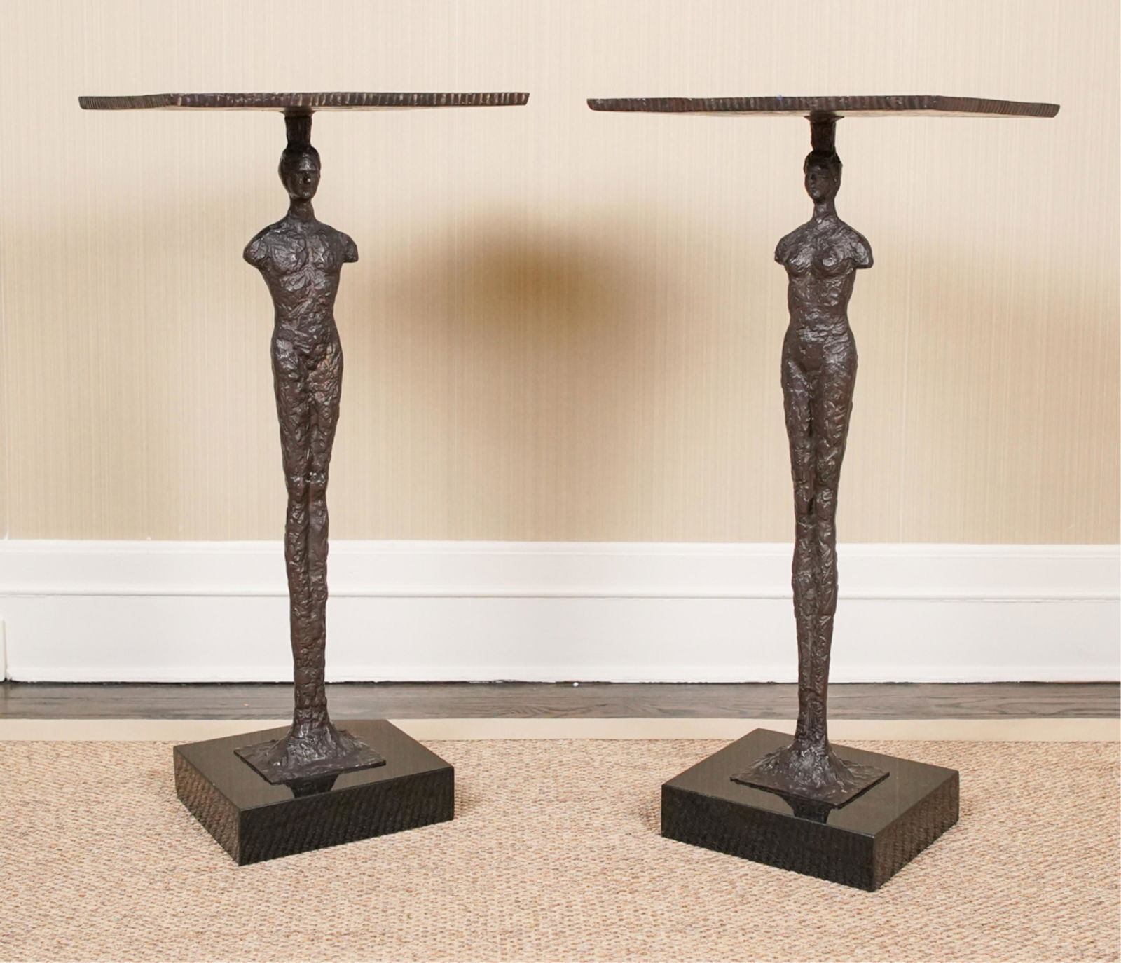 PAIR OF GLOBAL VIEWS AFTER GIACOMETTI SIDE TABLES (1 of 9)