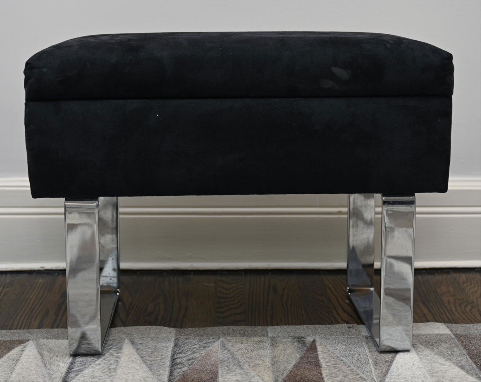 MODERN CHROME STORAGE OTTOMAN (1 of 8)