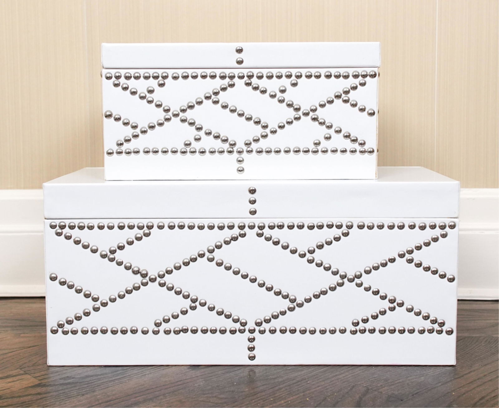 (2) GLOBAL VIEWS FAUX LEATHER BOXES (1 of 7)