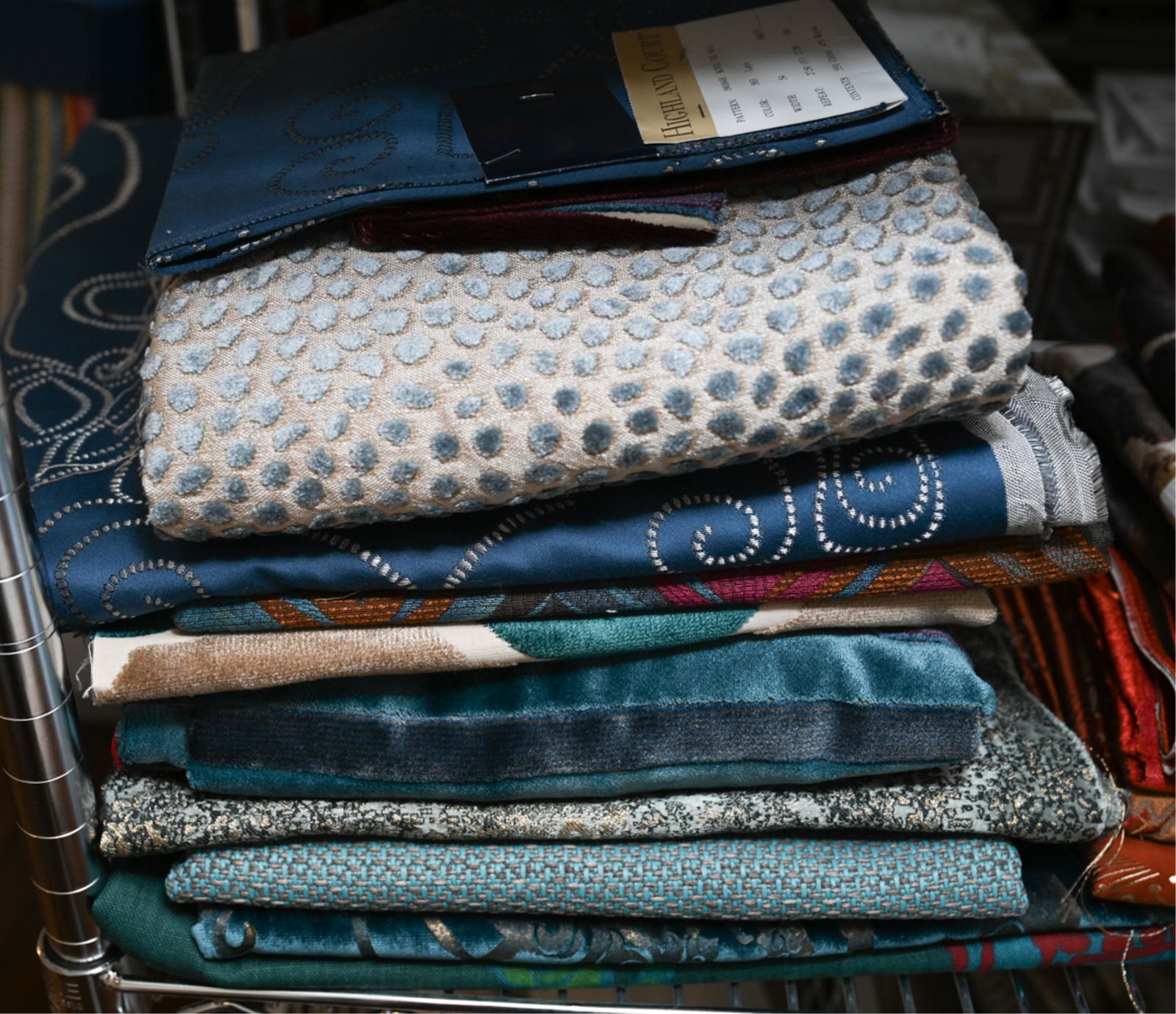 BLUE FABRIC REMNANTS GROUPING (1 of 8)