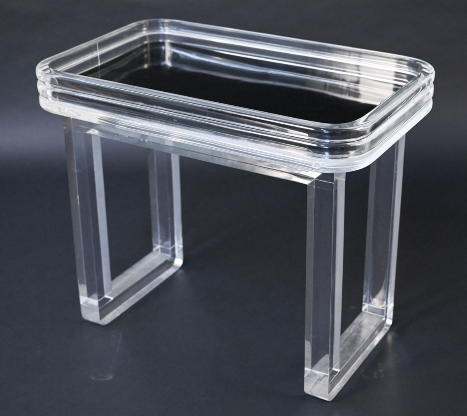 ART DECO REVIVAL LUCITE TRAY TOP SIDE TABLE (1 of 14)