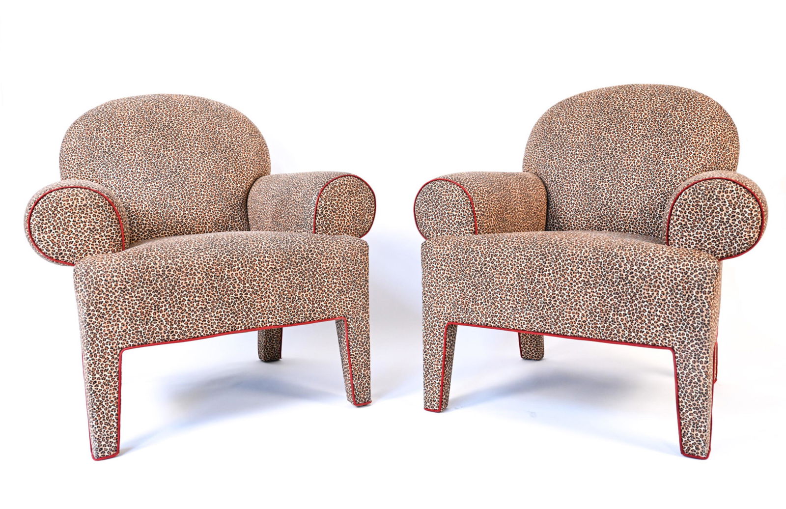PAIR OF LEOPARD-PRINT FAUX SUEDE CLUB CHAIRS (1 of 13)
