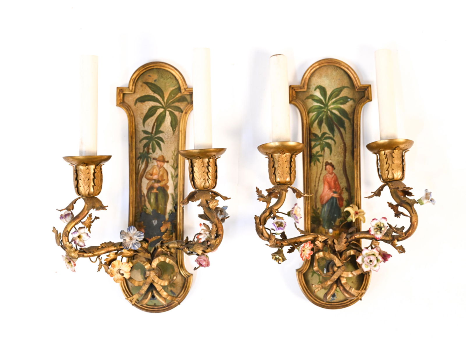 PAIR OF VINTAGE CHINOISERIE FRENCH STYLE SCONCES (1 of 16)