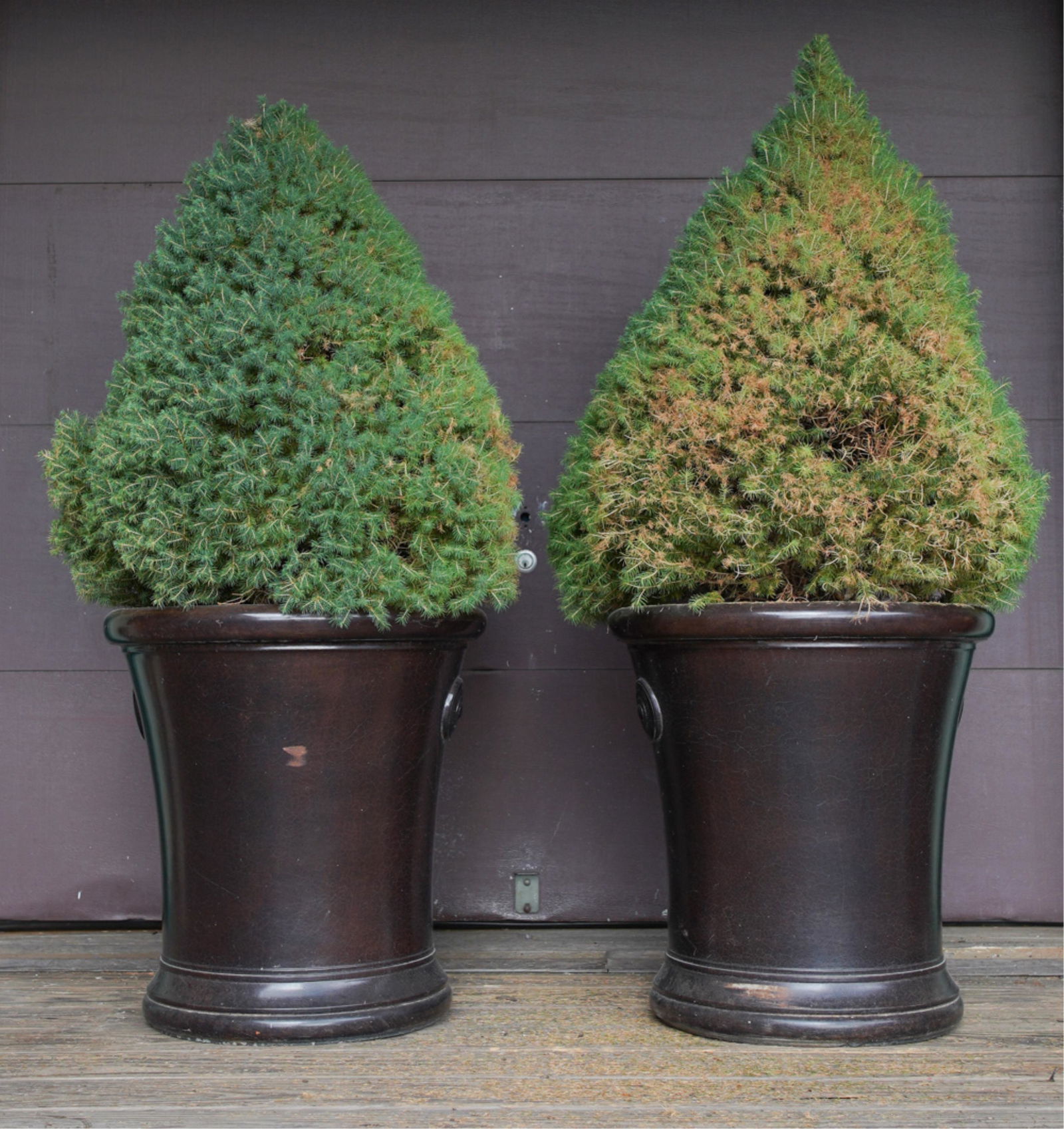 PAIR OF LARGE CERAMIC OUTDOOR URN PLANTERS (1 of 9)