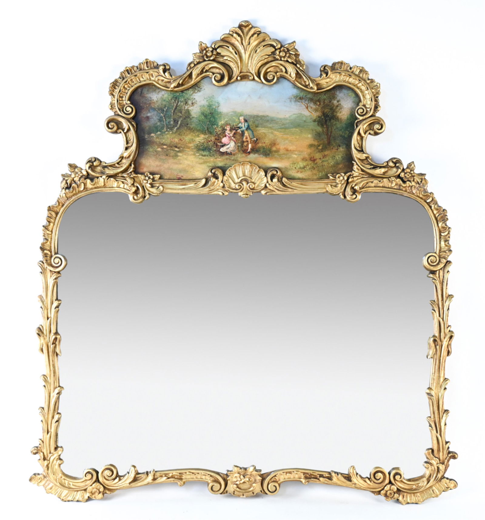 ROCOCO STYLE WALL MIRROR W/ PAINTED SCENE (1 of 8)