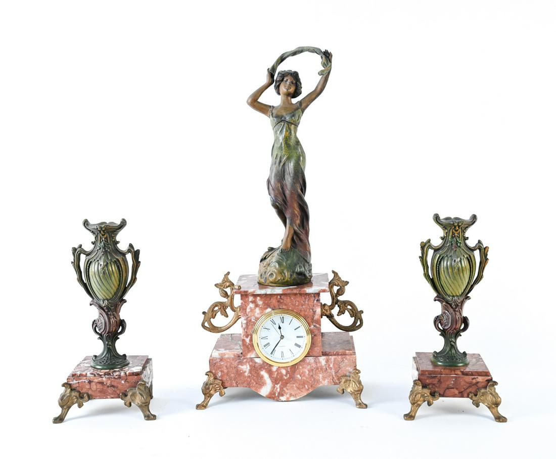 L. GOYEAU FRENCH ART NOUVEAU GARNITURE SET (1 of 17)