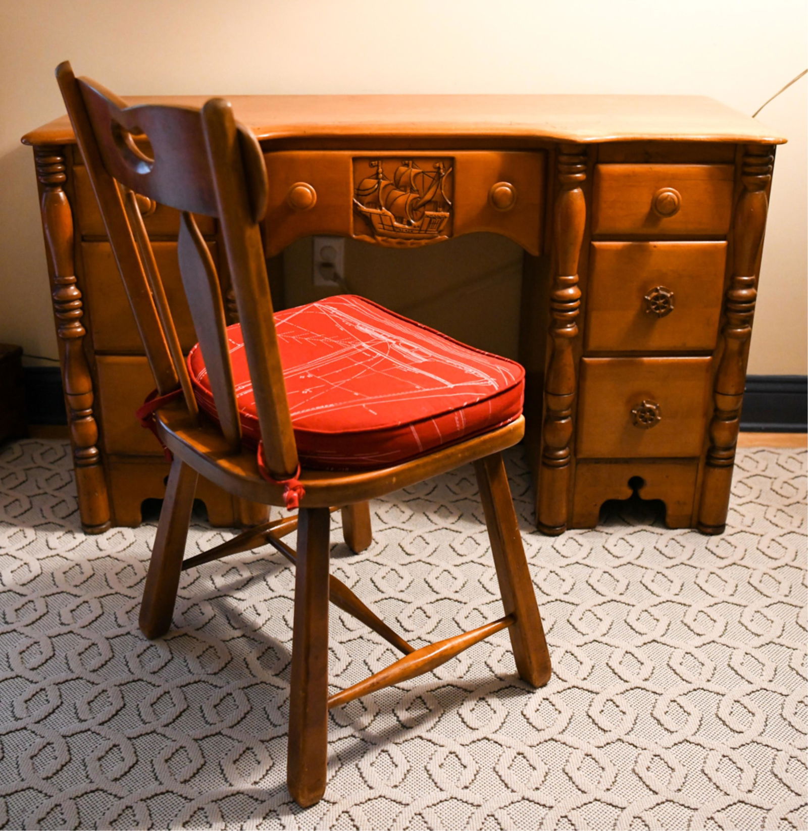 1940S ROCK MAPLE NAUTICAL CARVED BEDROOM SET (1 of 20)