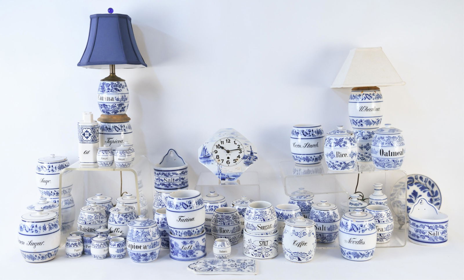 LARGE GROUPING OF ANTIQUE BLUE & WHITE PORCELAIN (1 of 19)