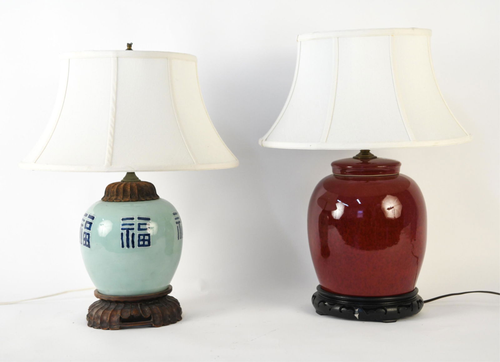 (2) CHINESE PORCELAIN VASES, AS LAMPS (1 of 16)