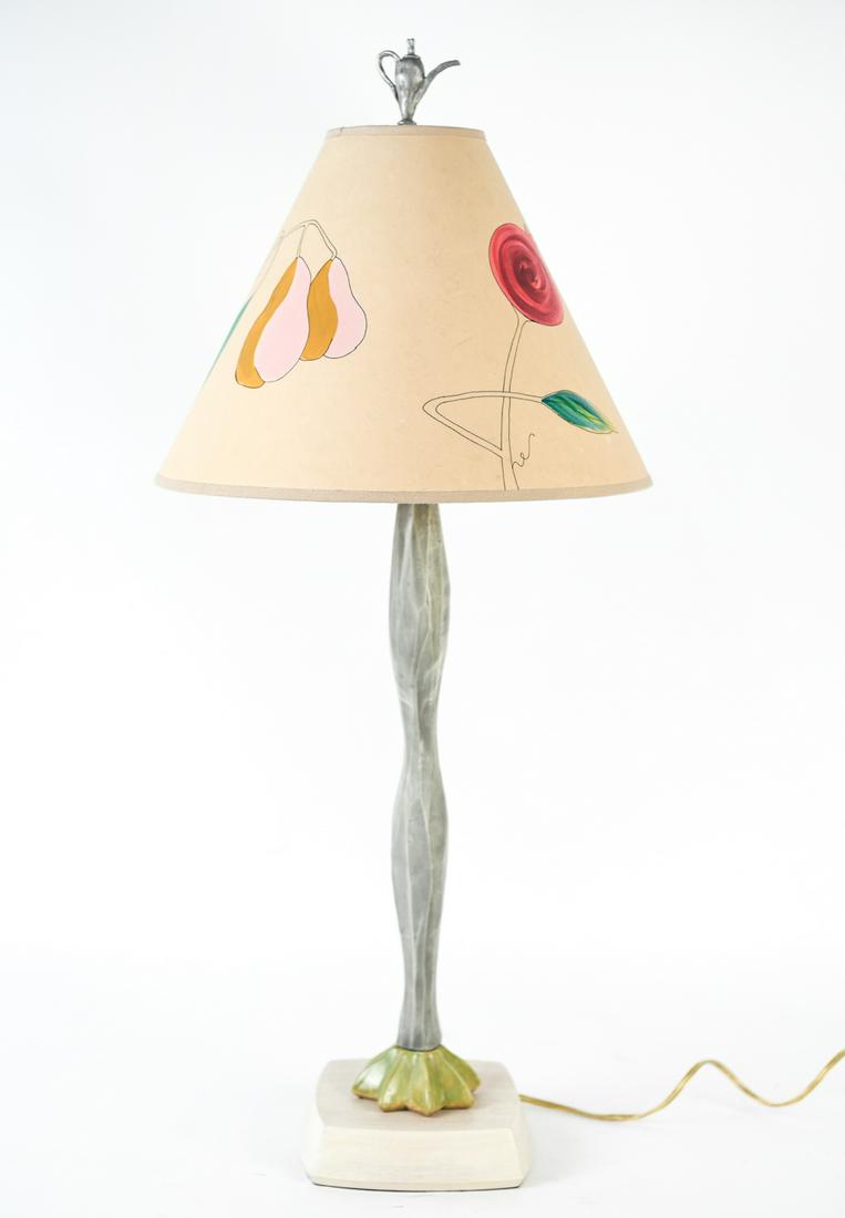 VINTAGE PAINTED WOOD & CERAMIC TABLE LAMP (1 of 10)