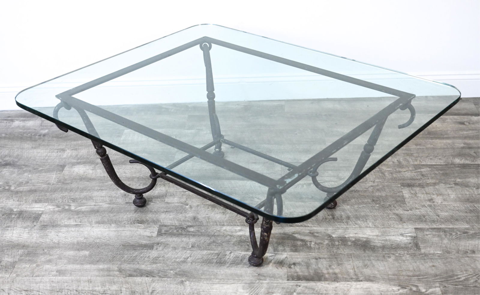 VINTAGE PAINTED IRON & GLASS COCKTAIL TABLE (1 of 14)