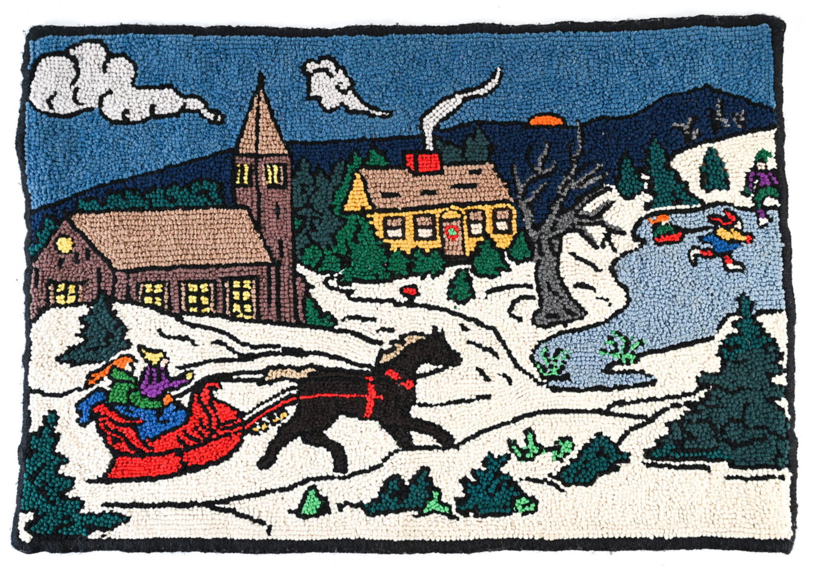 WINTER VILLAGE HOOKED RUG (1 of 7)