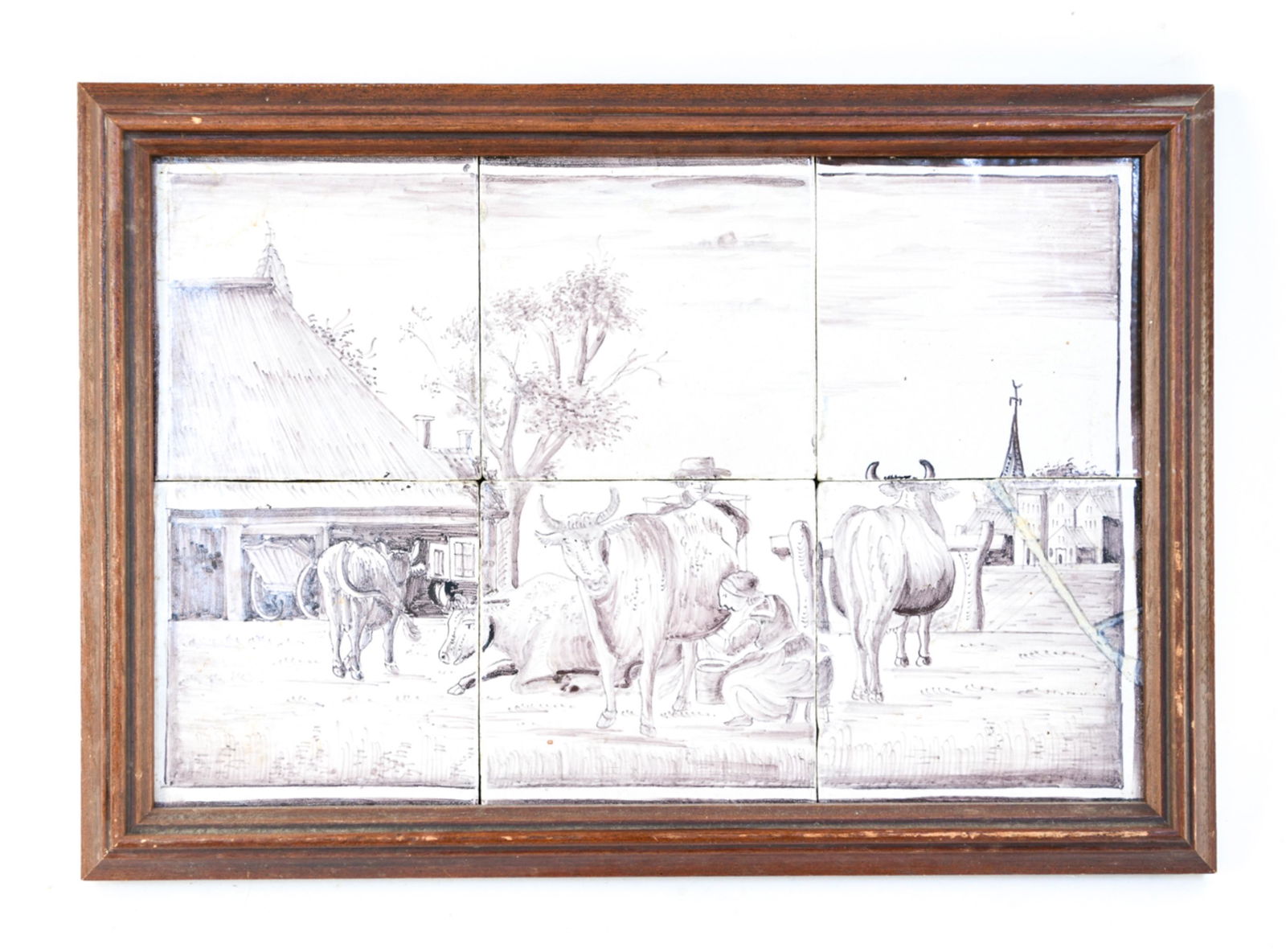 19TH C. MANGANESE DELFT TILE PICTURE (1 of 7)