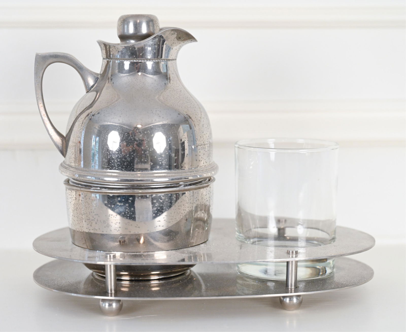 ITALIAN ART DECO CHROME BEDSIDE WATER PITCHER SET (1 of 12)