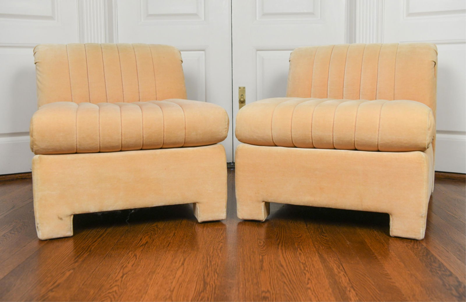 ART DECO STYLE CHANNELED VELVET SLIPPER CHAIRS (1 of 15)