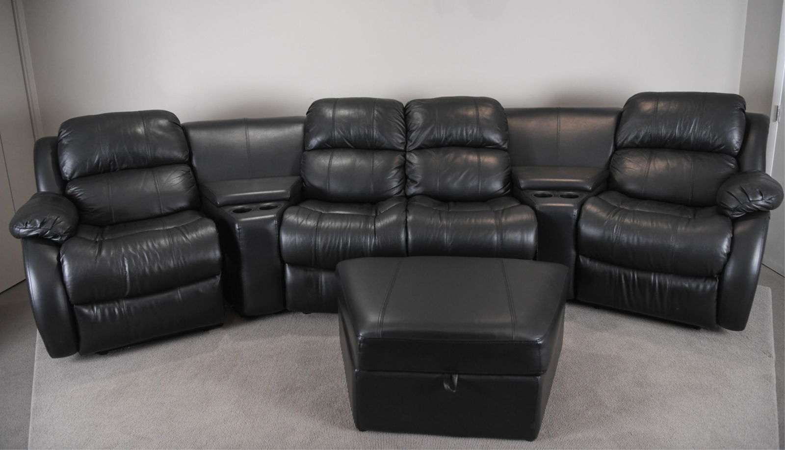LEATHER SECTIONAL THEATRE SEATS (1 of 11)