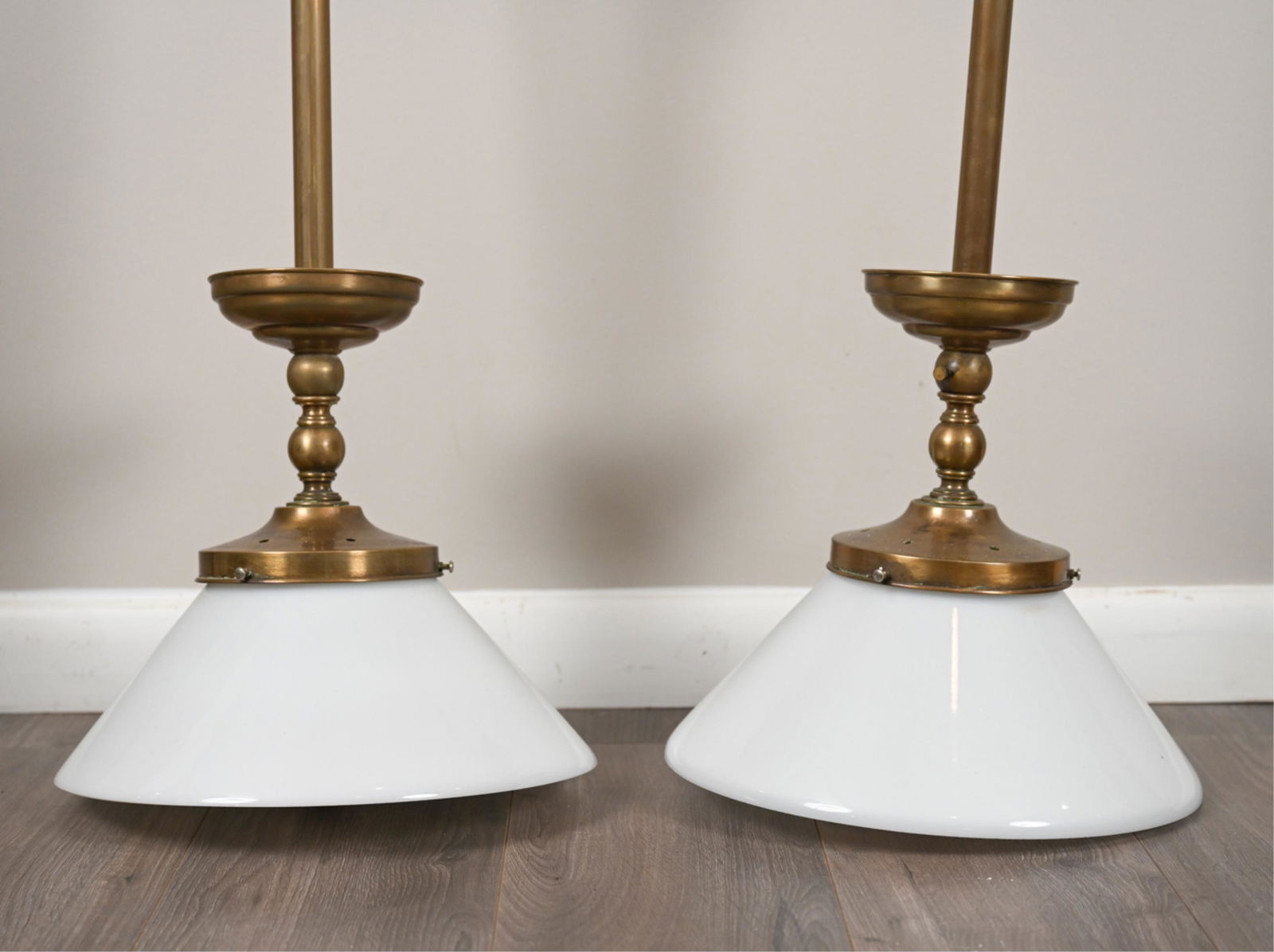 (2) BRASS & GLASS PENDANT LIGHTS (1 of 15)