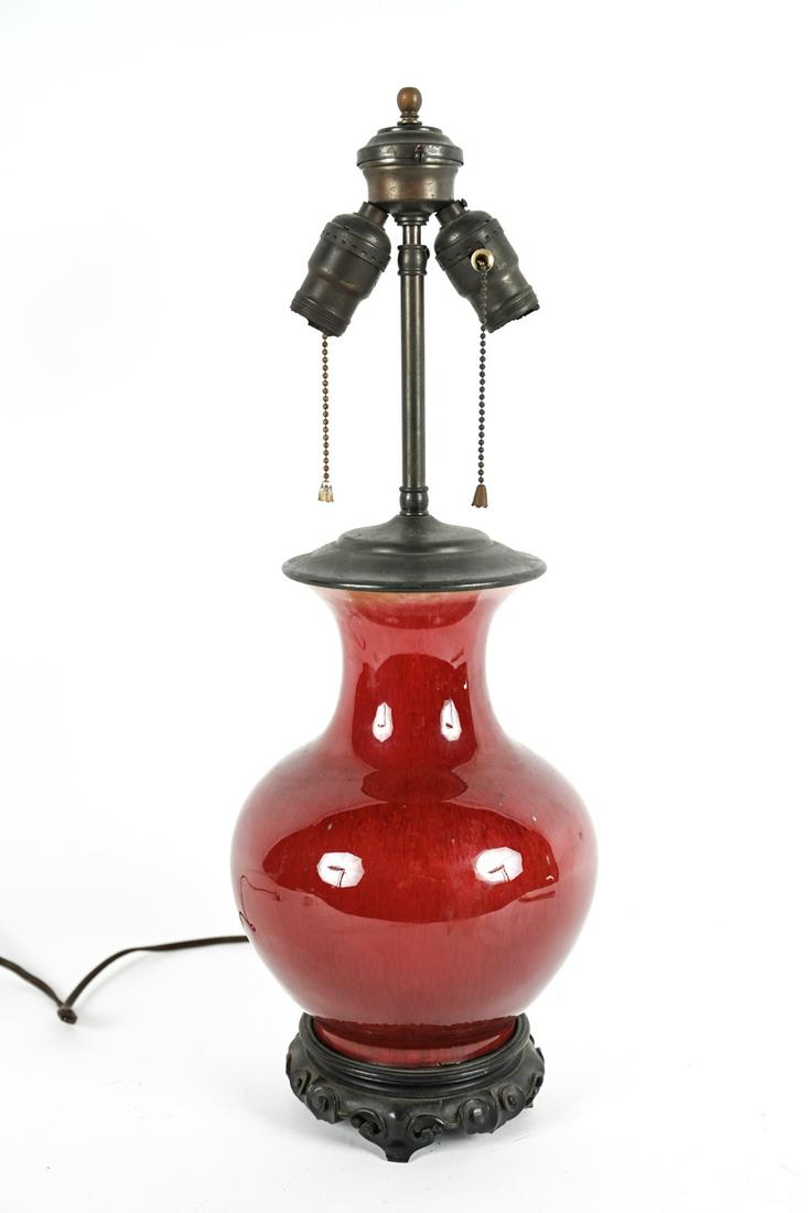 CHINESE OXBLOOD PORCELAIN TABLE LAMP (1 of 7)