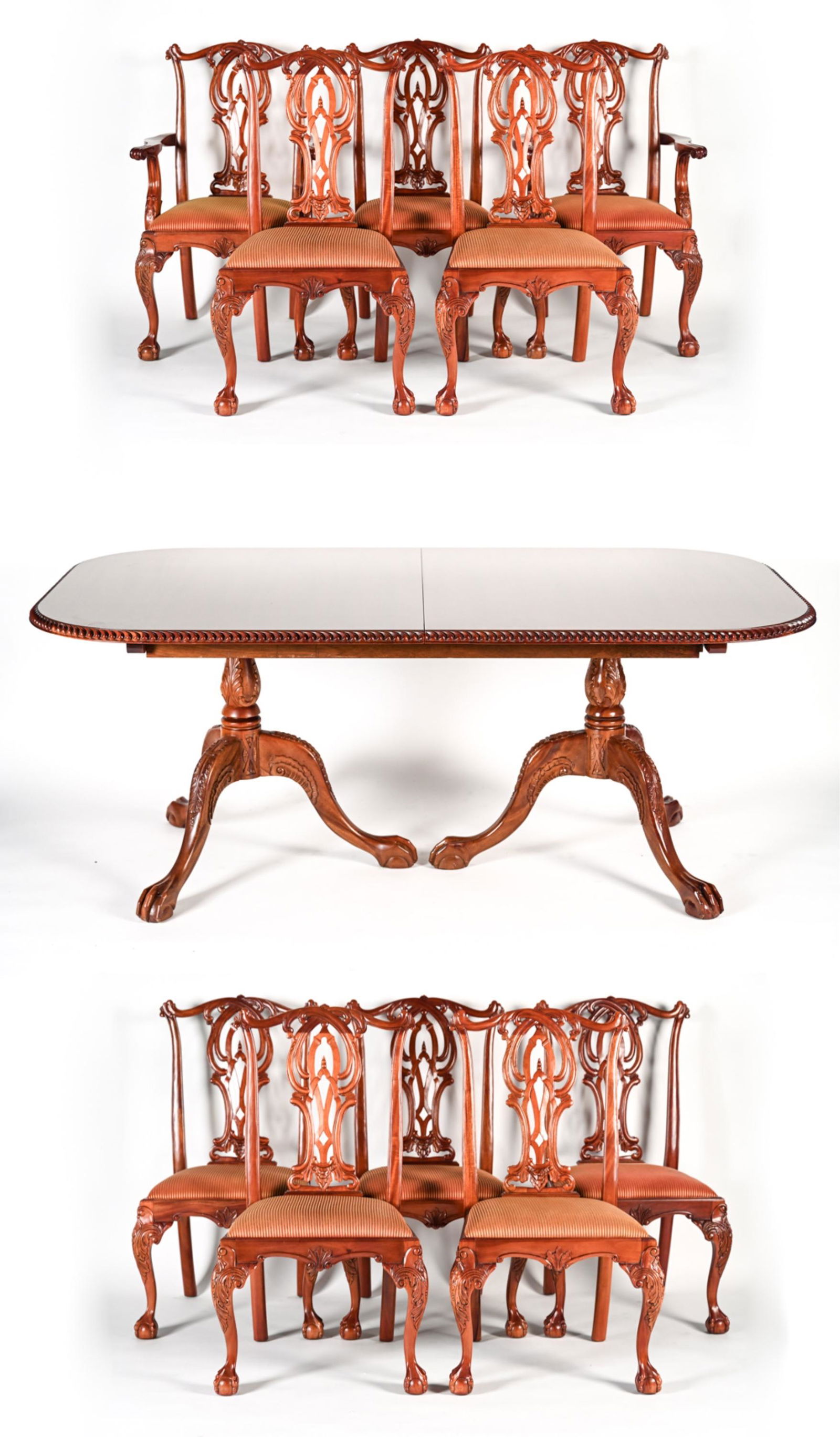 CARVED MAHOGANY DINING TABLE AND CHAIRS (1 of 20)