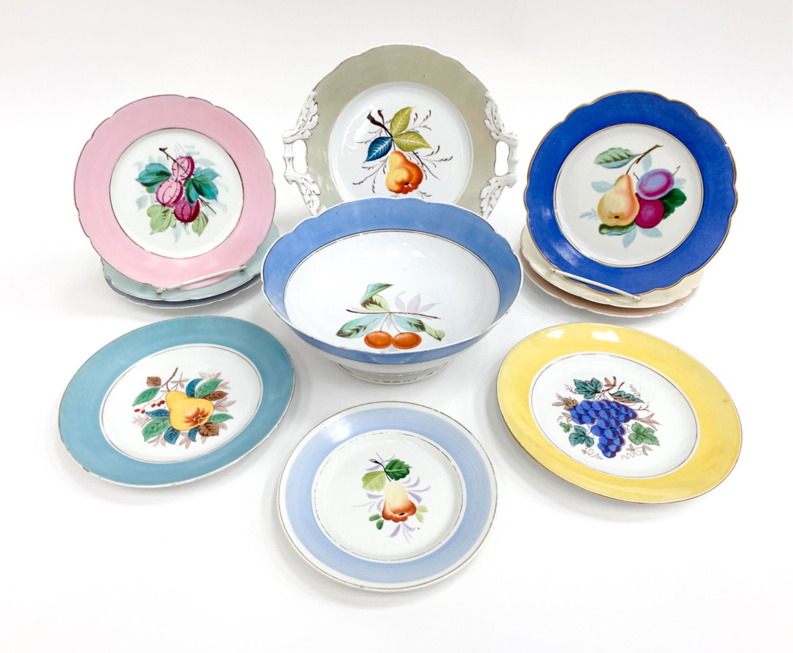 GROUP OF FRUIT ORCHARD PAINTED PORCELAIN C. 1900 (1 of 13)
