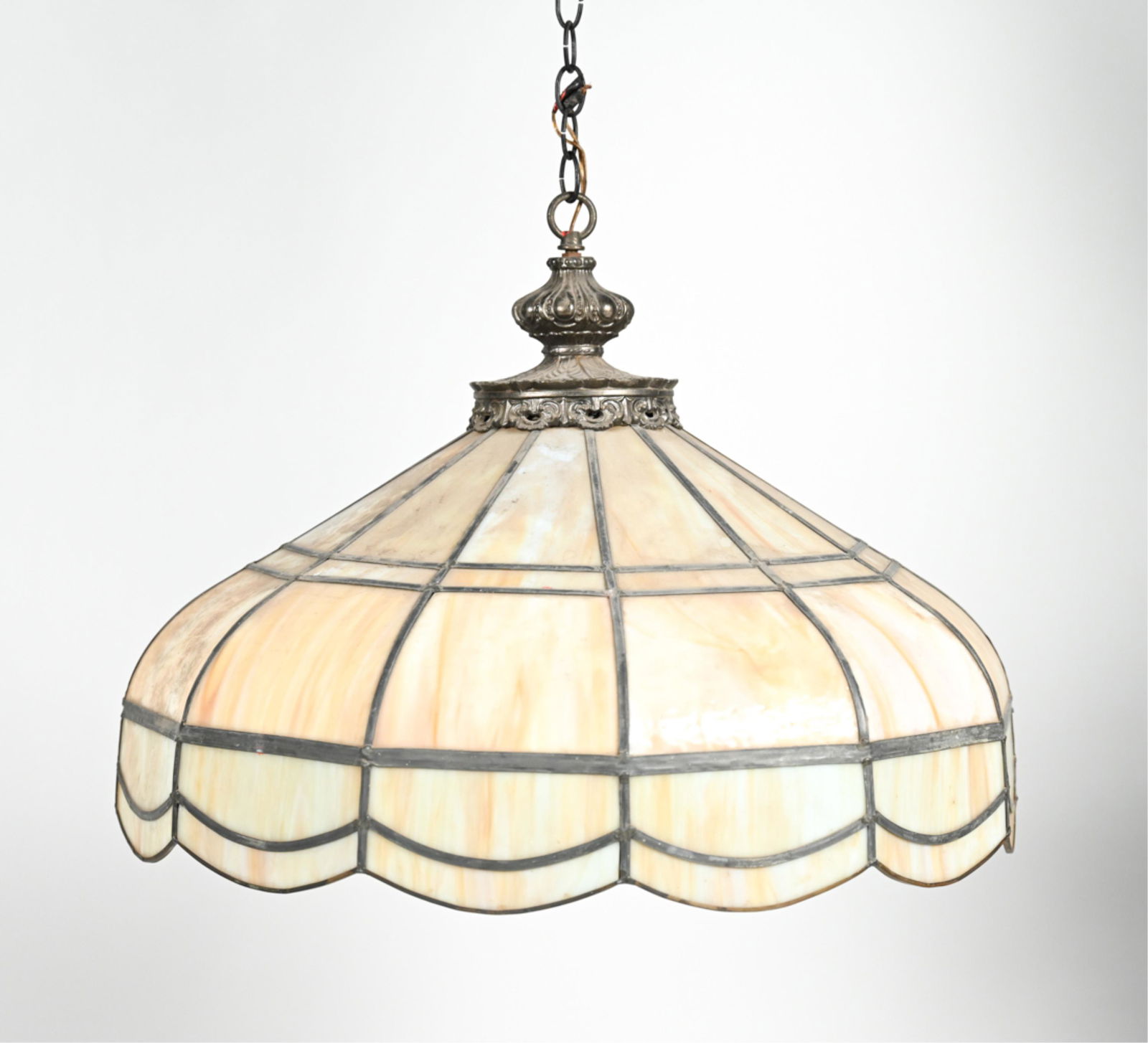 LARGE SLAG GLASS PENDANT LAMP (1 of 10)