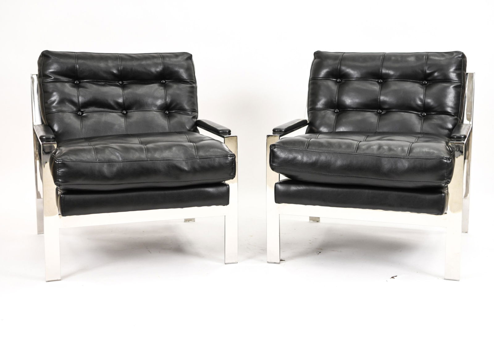 PAIR CY MANN STYLE CHROME LOUNGE CHAIRS (1 of 15)
