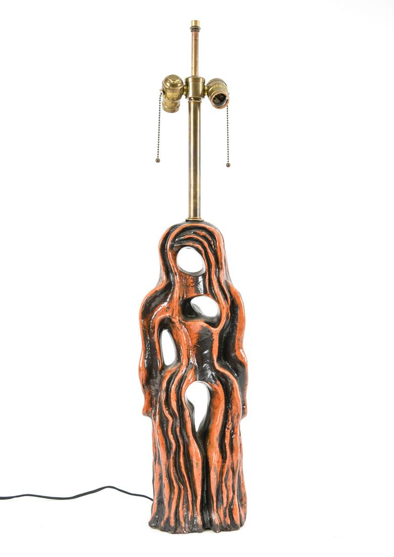 MID-CENTURY ABSTRACT FIGURAL CERAMIC LAMP (1 of 10)
