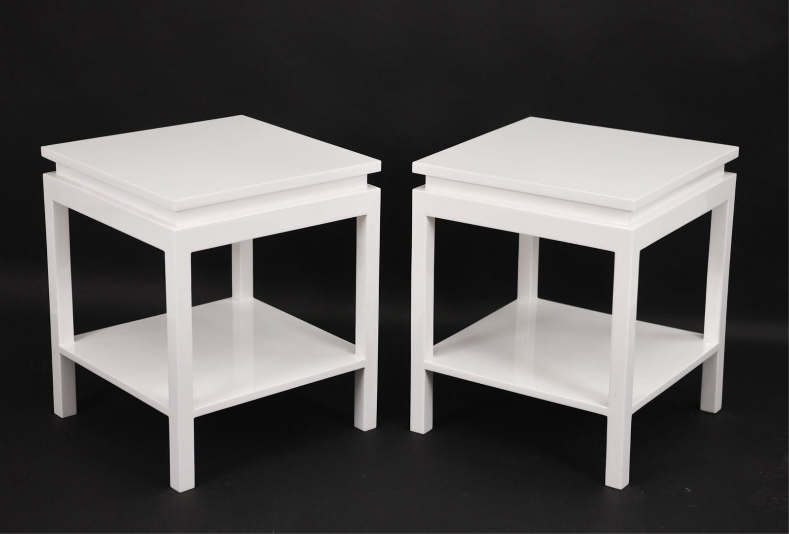 PAIR ITALIAN MID-CENTURY WHITE LACQUER SIDE TABLES (1 of 7)