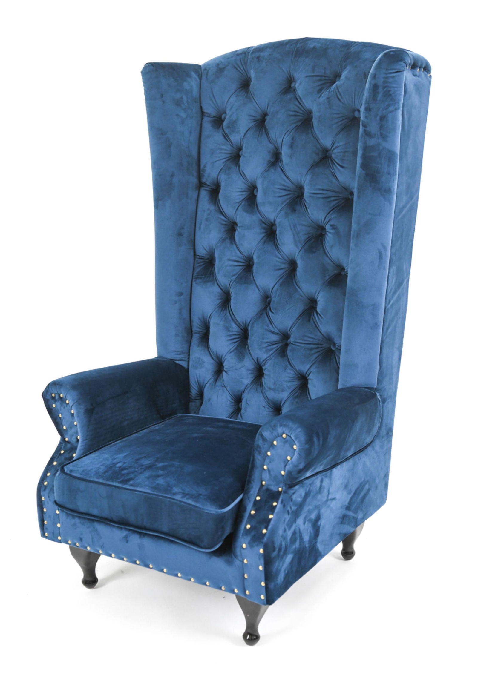 OVERSIZED BLUE VELVET TUFTED HIGHBACK CHAIR (1 of 13)