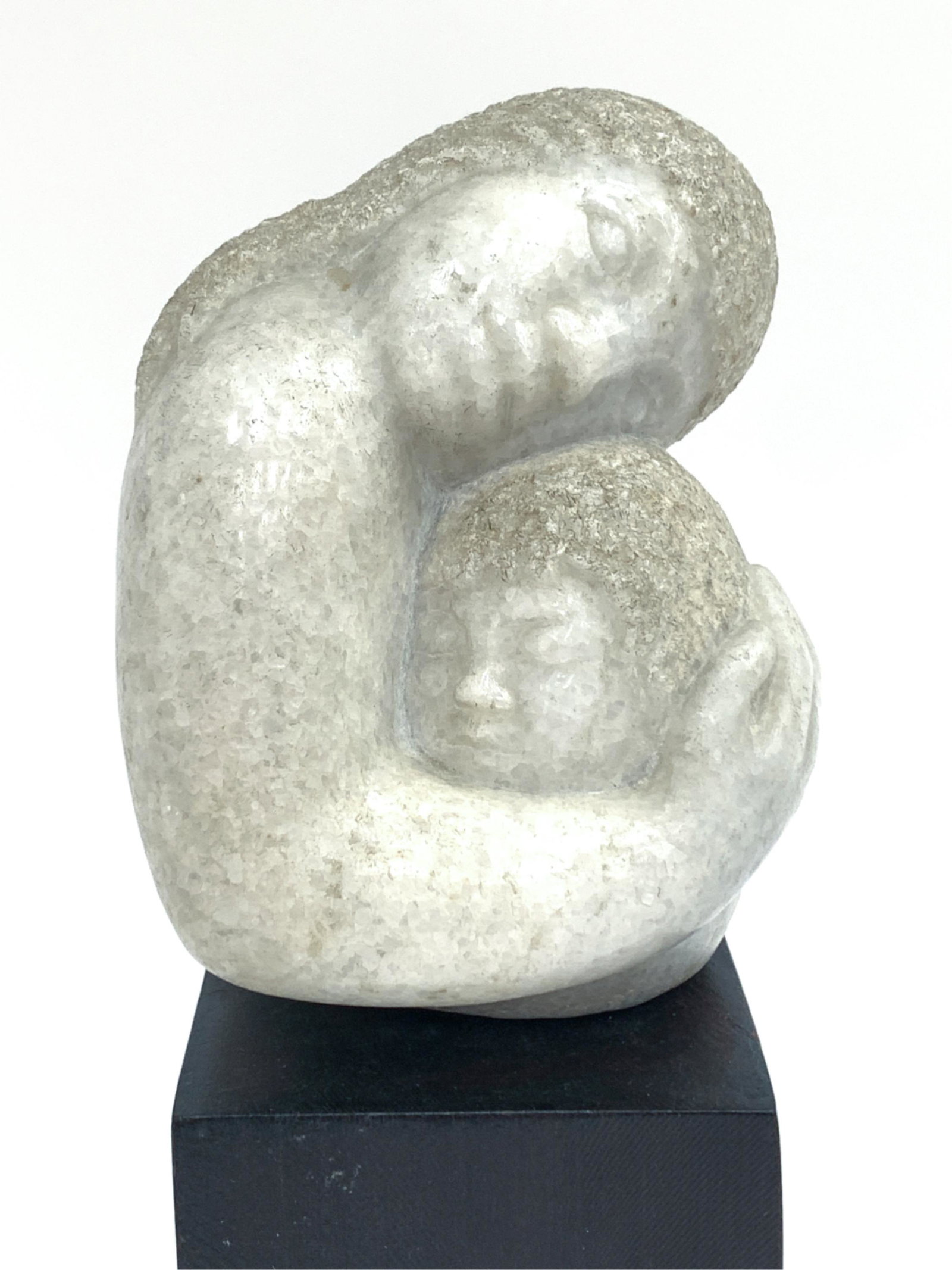 MODERN CARVED MARBLE MOTHER AND CHILD SCULPTURE (1 of 10)