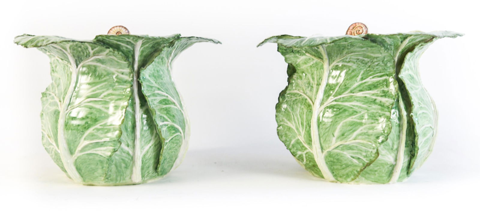 (2) LARGE MAJOLICA CERAMIC CAULIFLOWER CANISTERS (1 of 11)