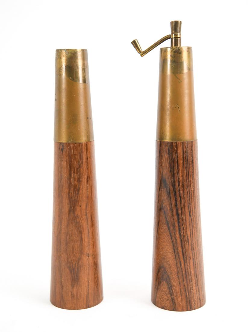 ITALIAN MID-CENTURY TEAK & BRASS SALT & PEPPER SET (1 of 10)