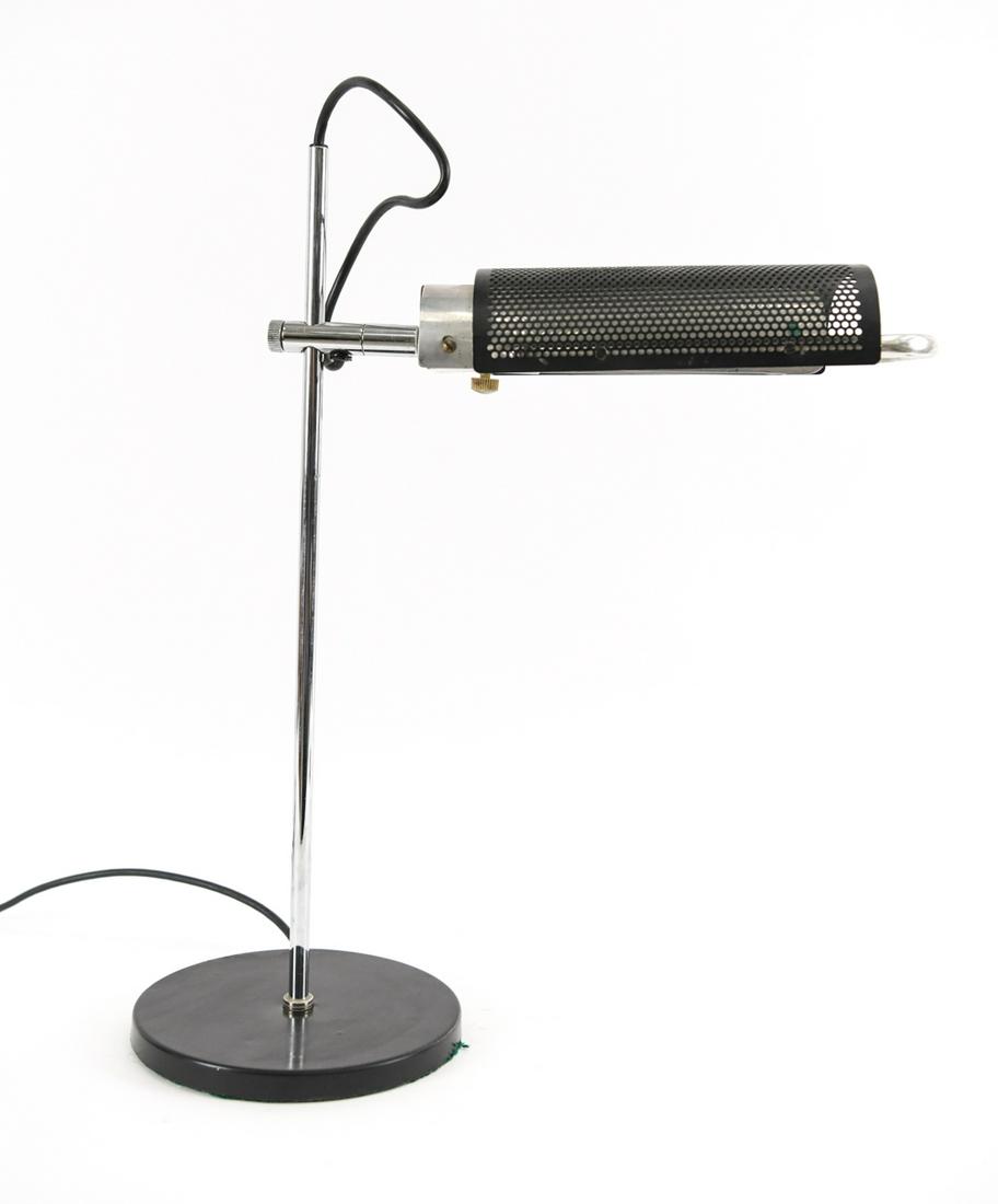 MID-CENTURY CHROME & PERFORATED METAL DESK LAMP (1 of 11)