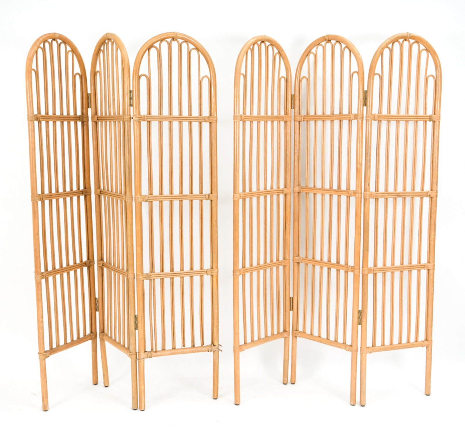 PAIR VINTAGE DOME TOP RATTAN SCREENS (1 of 13)
