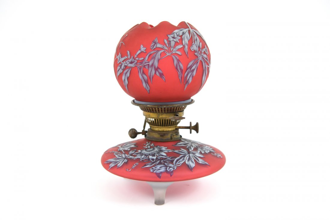 THOMAS WEBB ENGLISH CAMEO GLASS OIL LAMP (1 of 15)