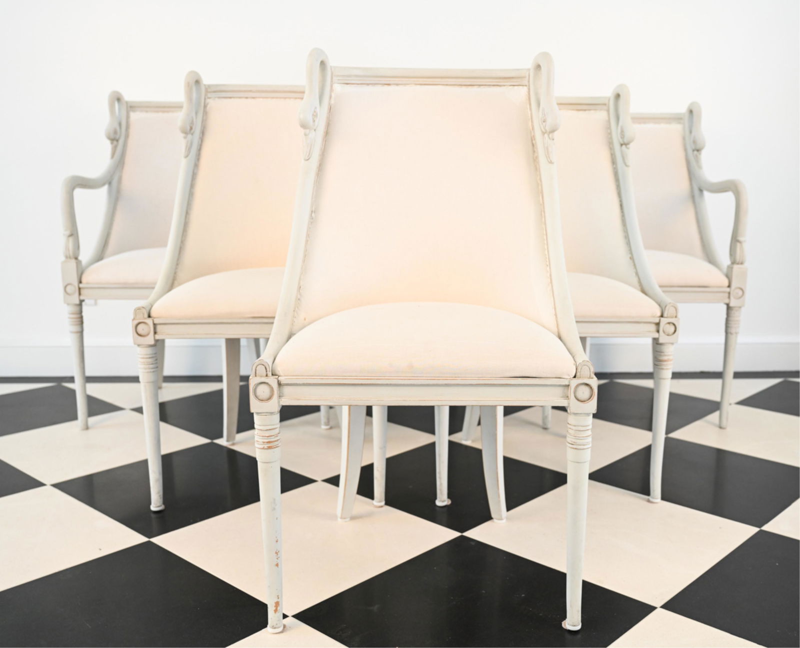 (6) SWEDISH STYLE CARVED SWAN HEAD DINING CHAIRS (1 of 14)