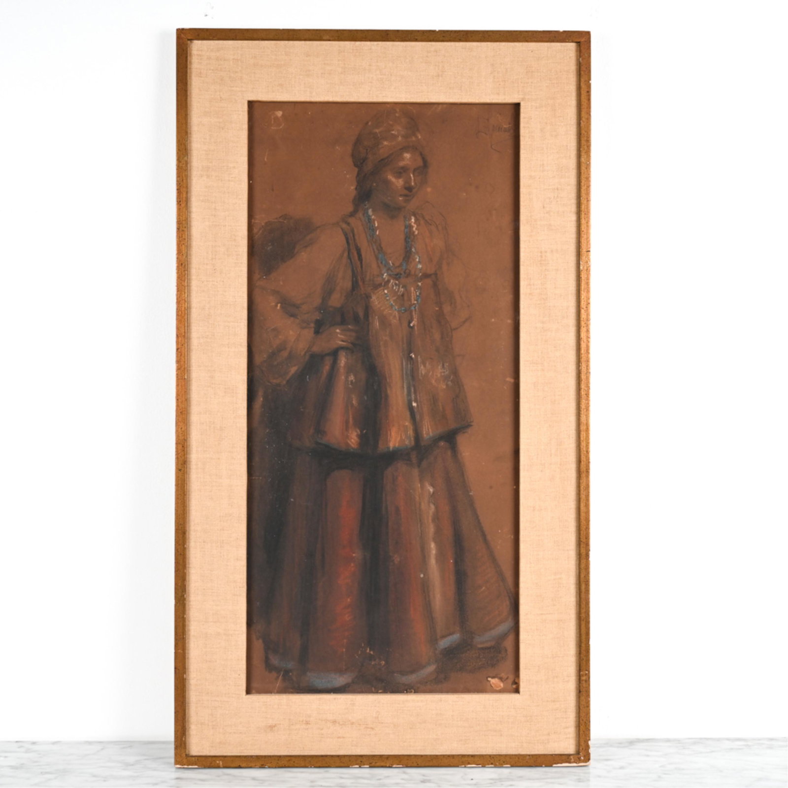 LARGE 19TH CENTURY RUSSIAN PASTEL SIGNED (1 of 13)