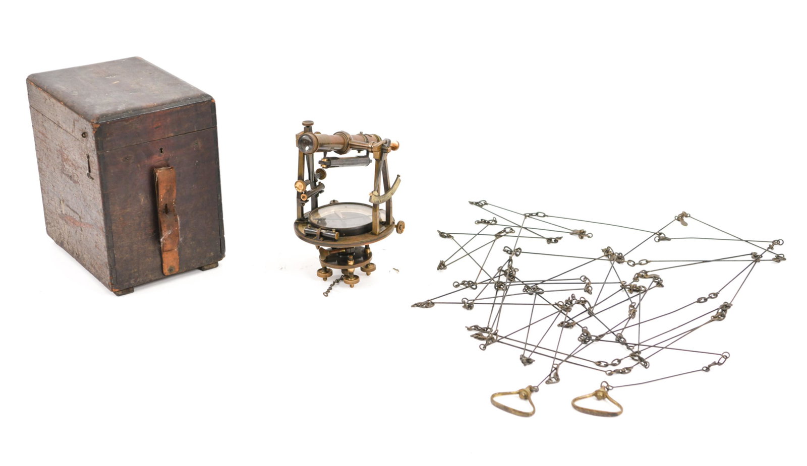 ANTIQUE WM. YOUNG & SONS SURVEYORS TRANSIT & CHAIN (1 of 20)