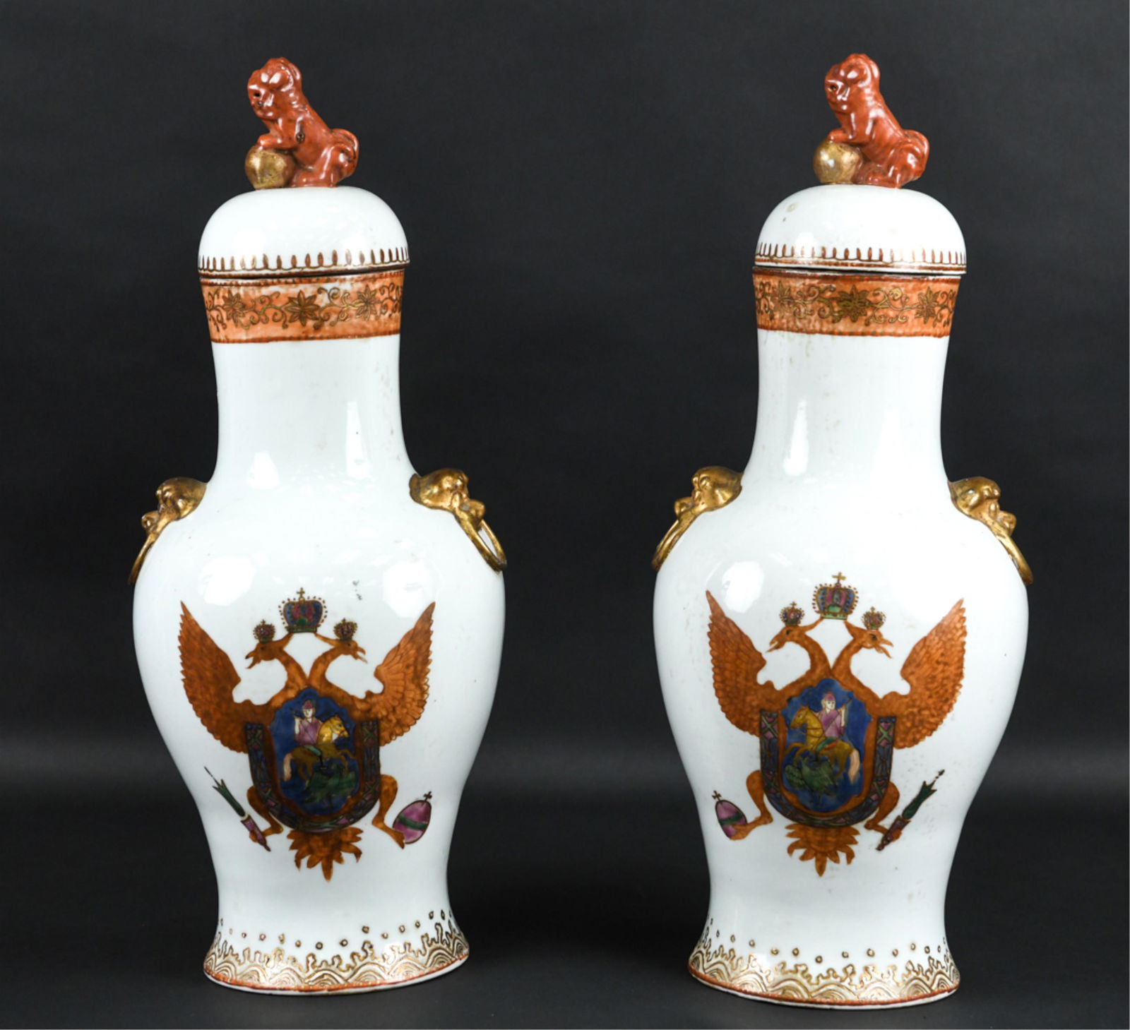 PAIR OF CHINESE EXPORT FOR RUSSIA PORCELAIN VASES (1 of 18)
