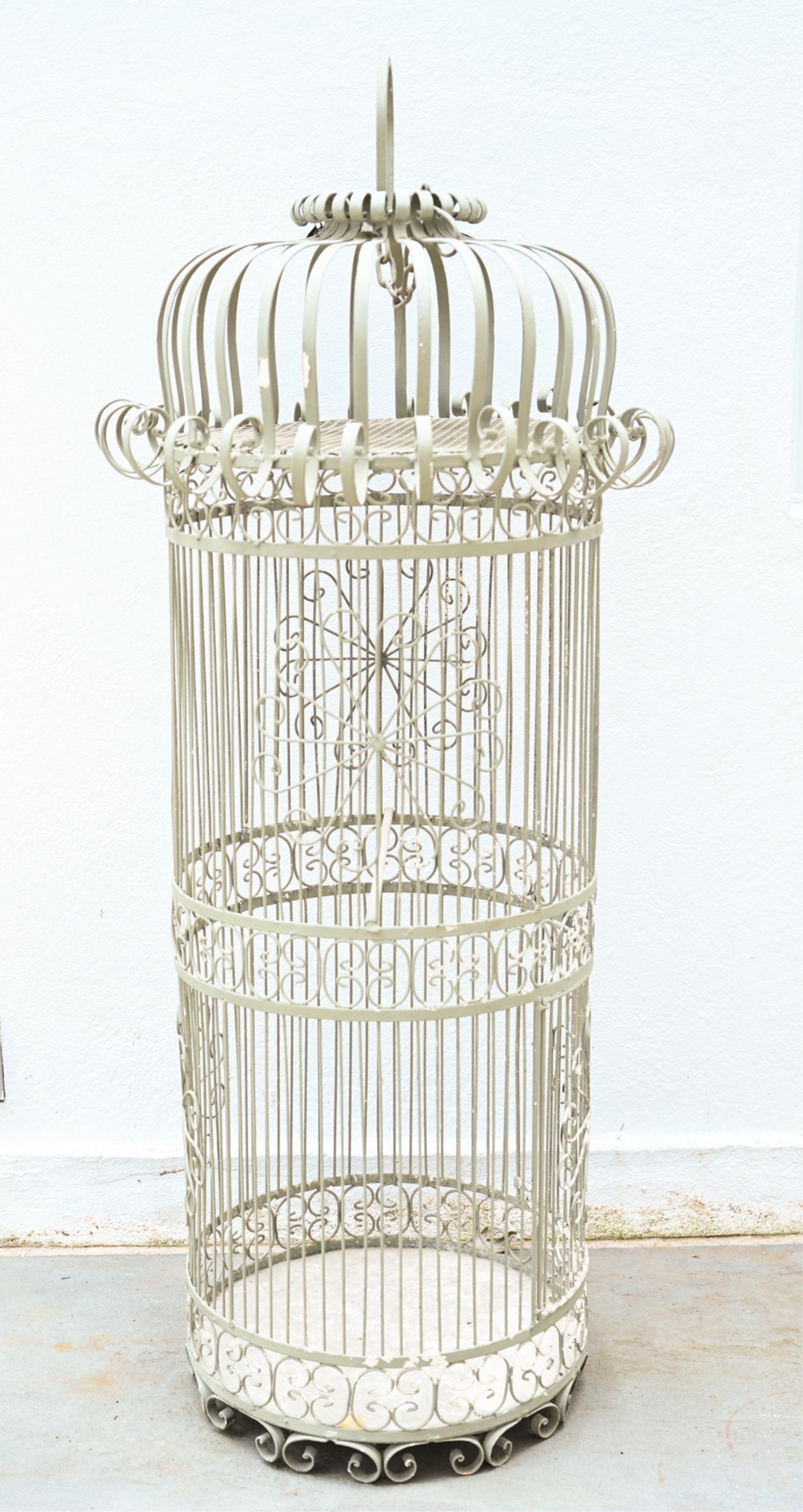 LARGE VINTAGE WROUGHT IRON BIRD CAGE (1 of 12)
