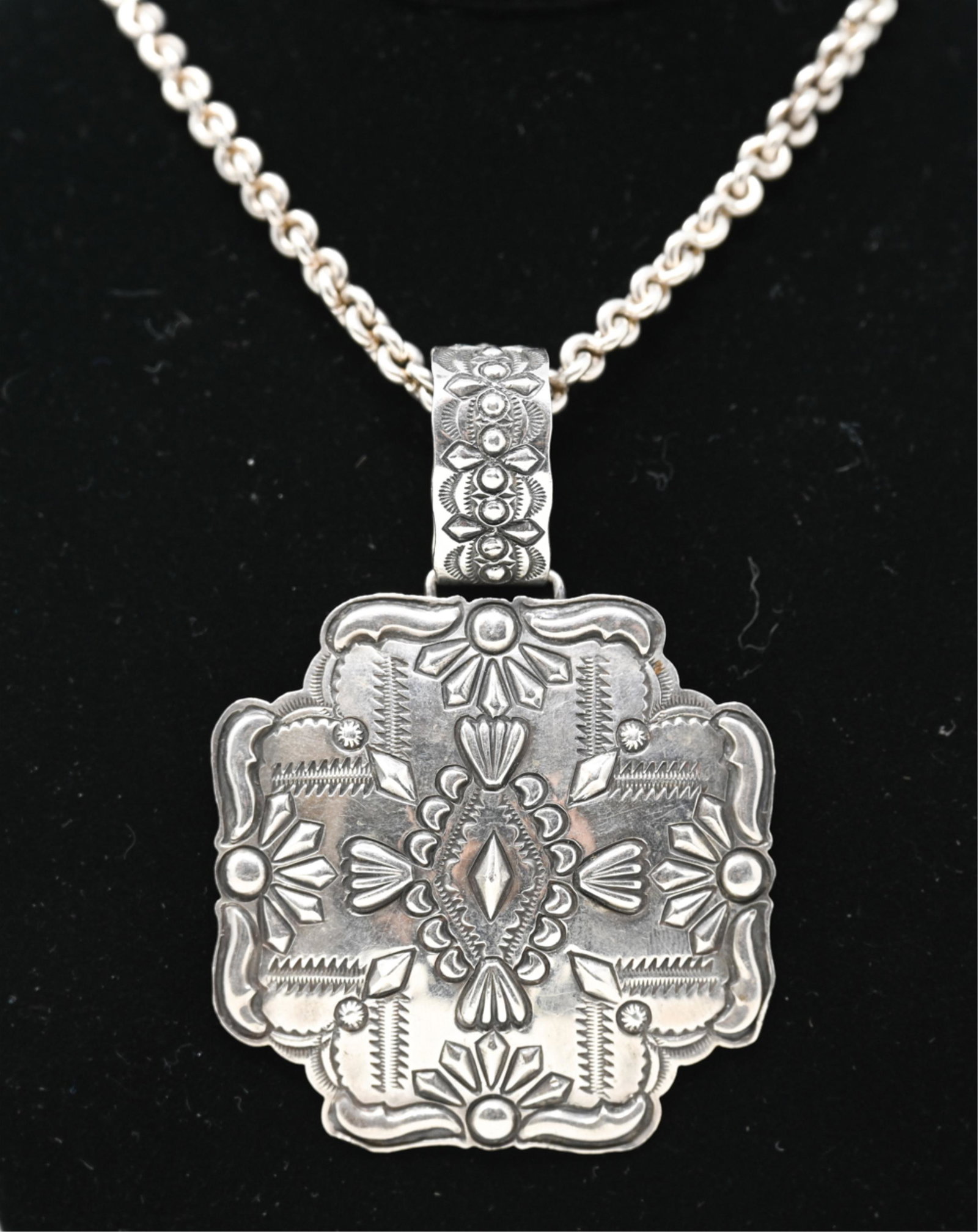 T. CHARLIE STERLING NATIVE AMERICAN PENDANT &CHAIN (1 of 12)