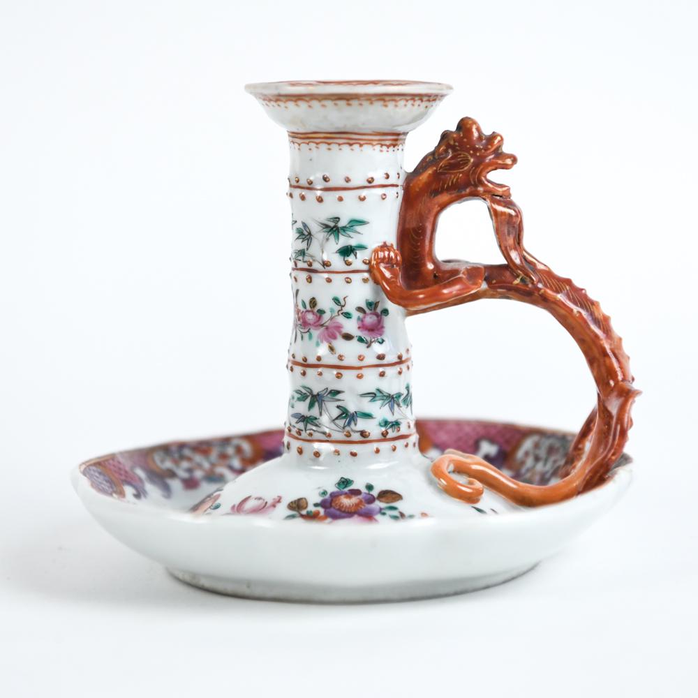 ANTIQUE CHINESE PORCELAIN DRAGON CHAMBER STICK (1 of 7)