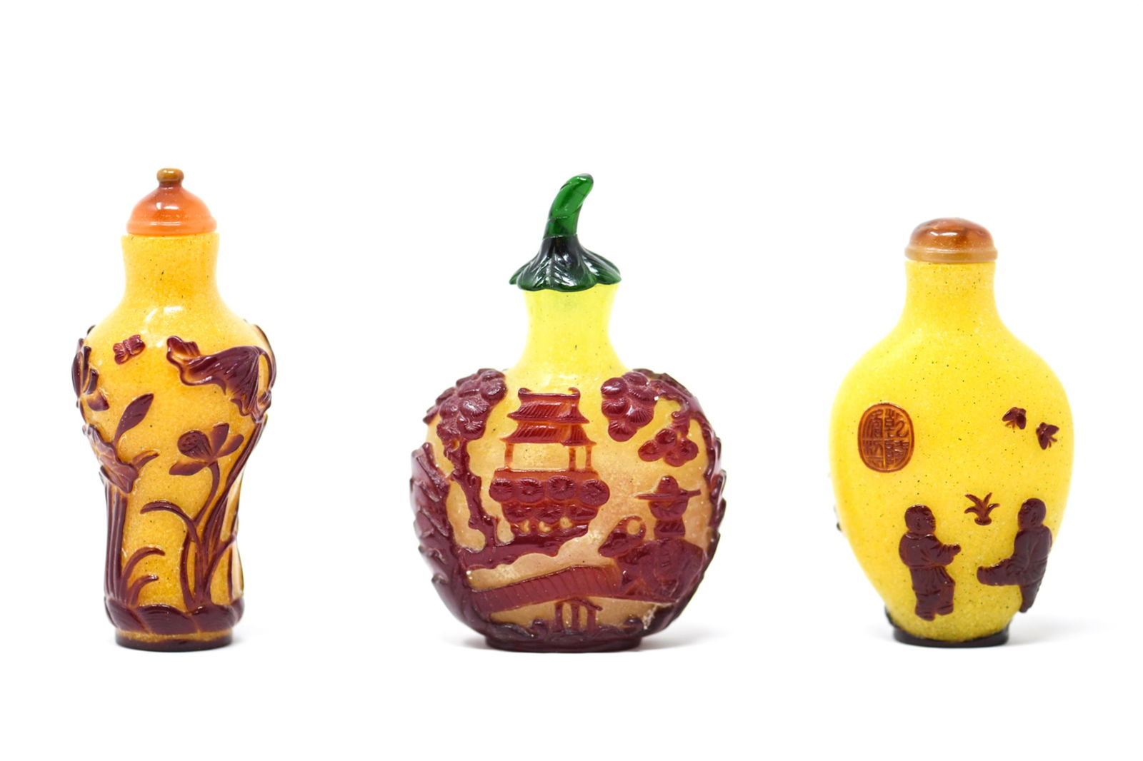 (3) CHINESE PEKING GLASS SNUFF BOTTLES (1 of 19)
