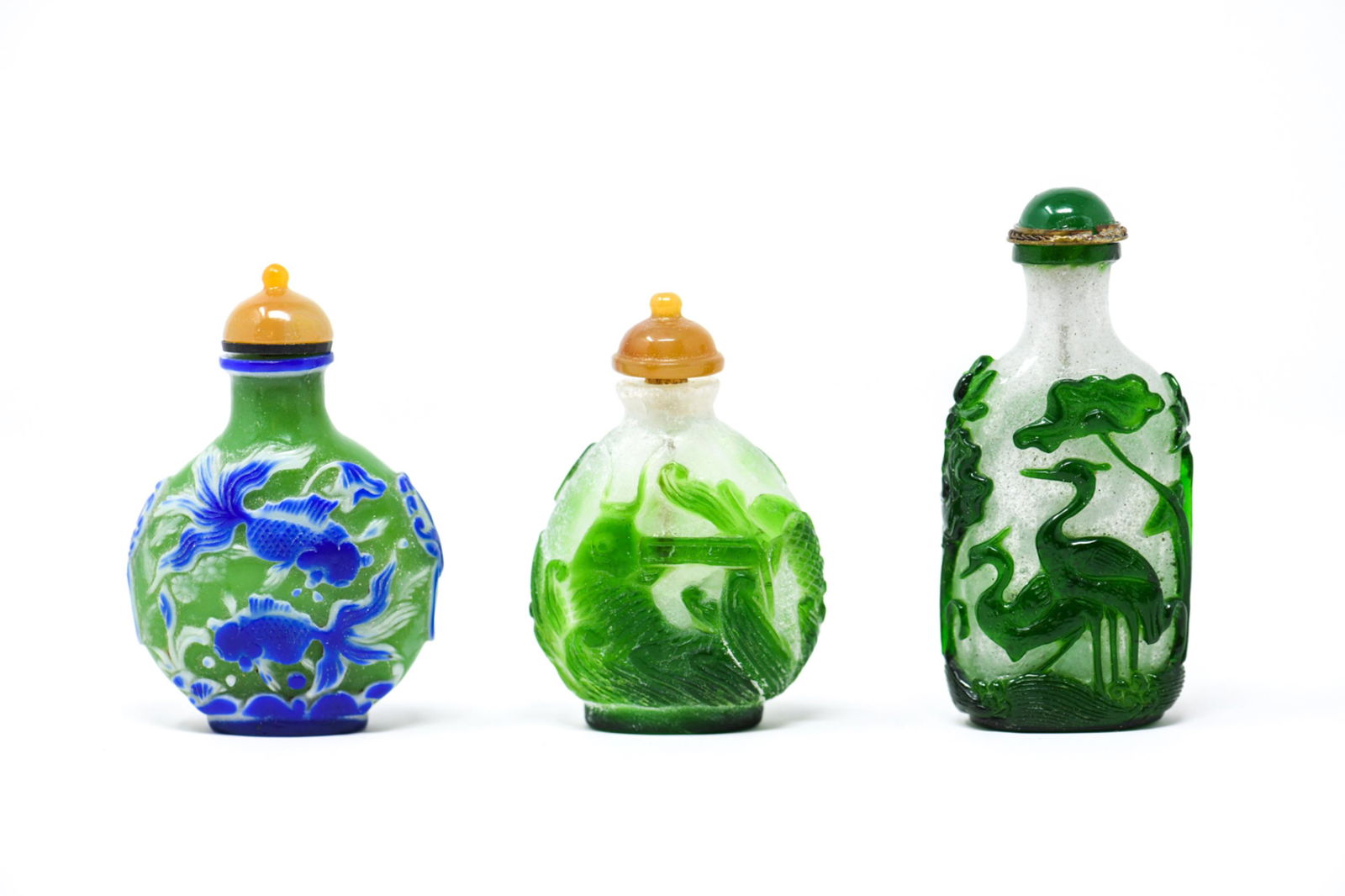 (3) CHINESE PEKING GLASS SNUFF BOTTLES (1 of 20)