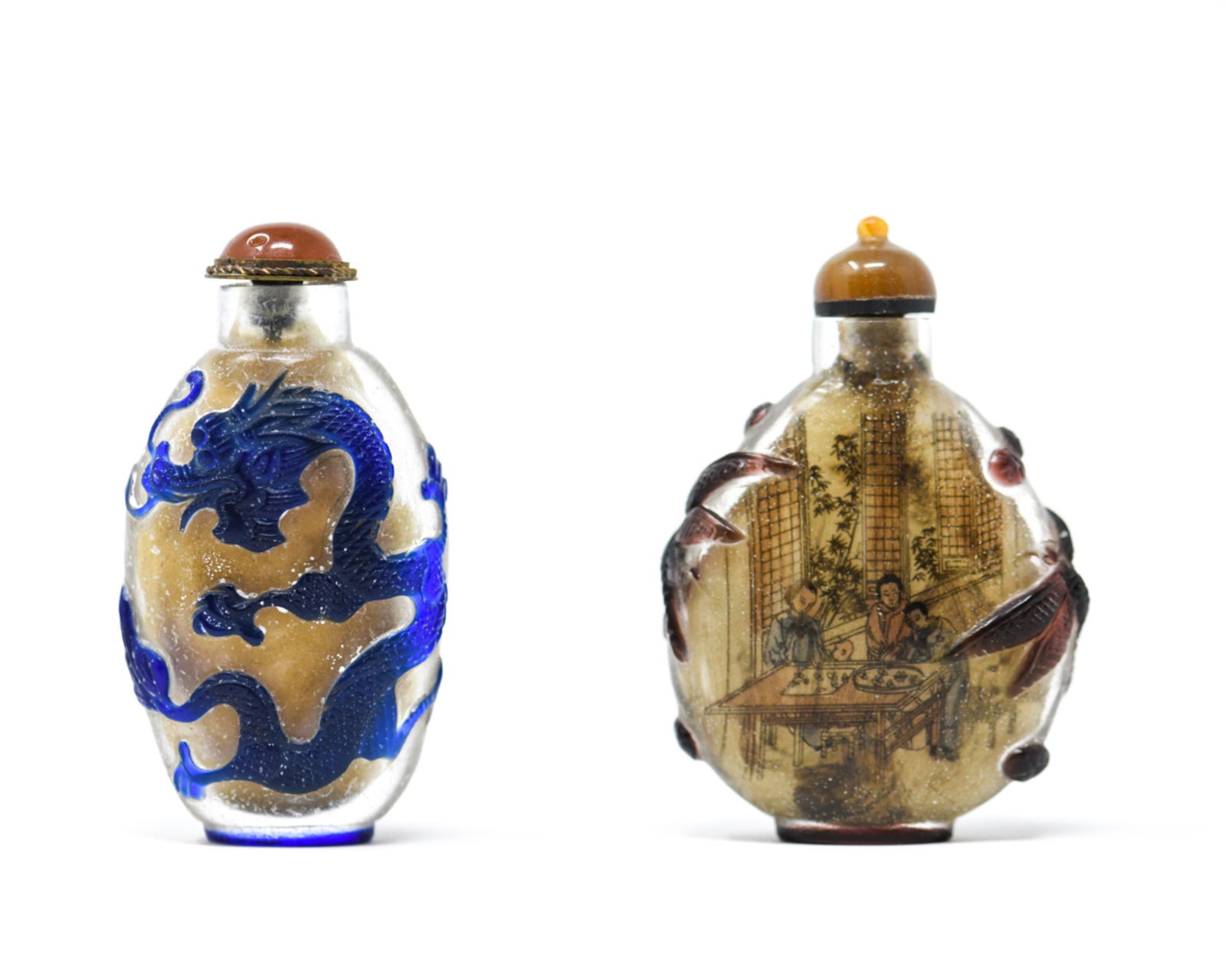 (2) CHINESE PEKING GLASS/PAINTED SNUFF BOTTLES (1 of 10)