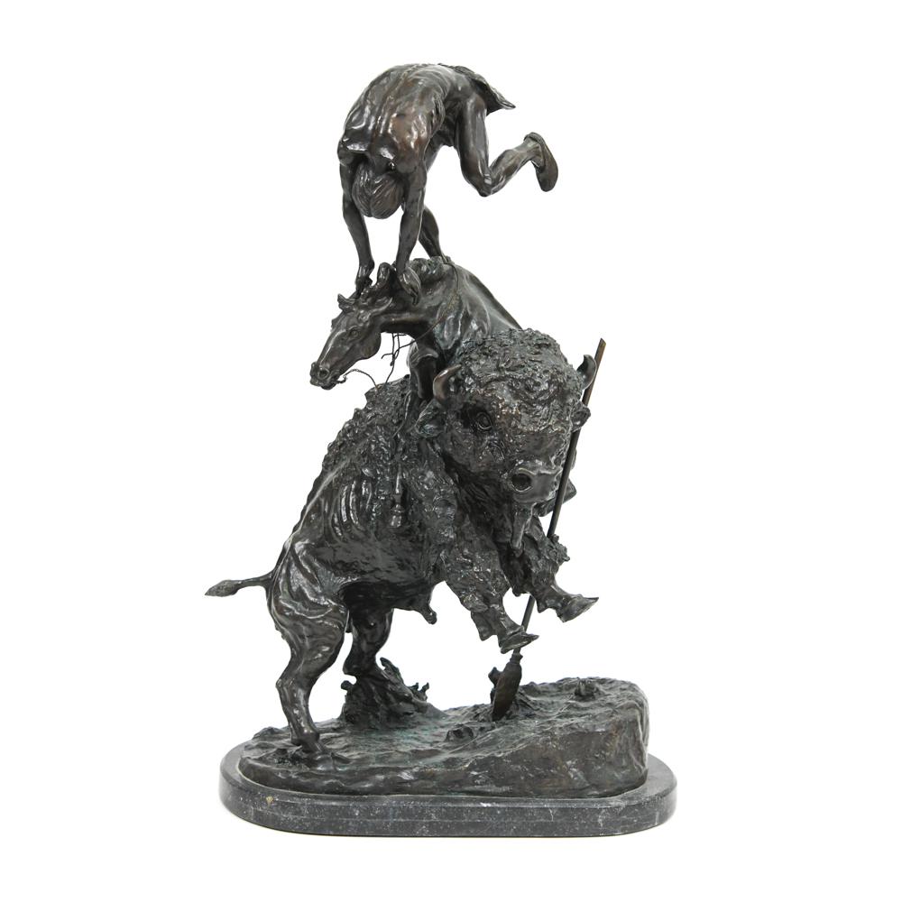 LARGE BRONZE AFTER REMINGTON, "THE BUFFALO HORSE" (1 of 15)