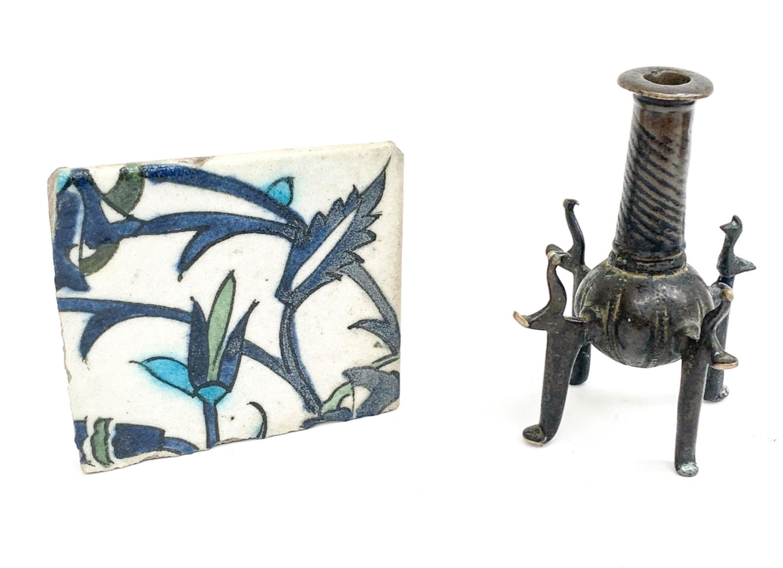 (2) ISLAMIC BRONZE KOHL VESSEL & TILE (1 of 8)