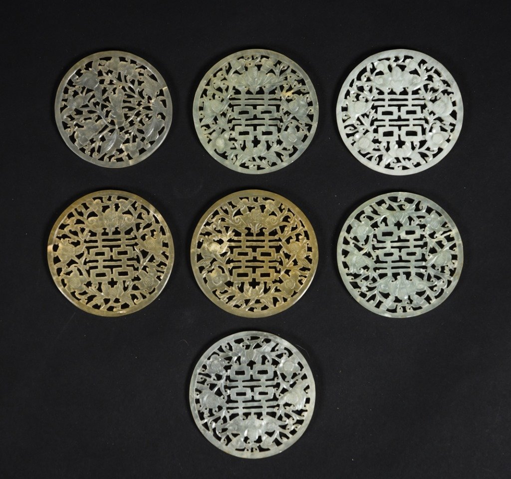 (7) VINTAGE CHINESE CARVED JADE DISCS (1 of 11)