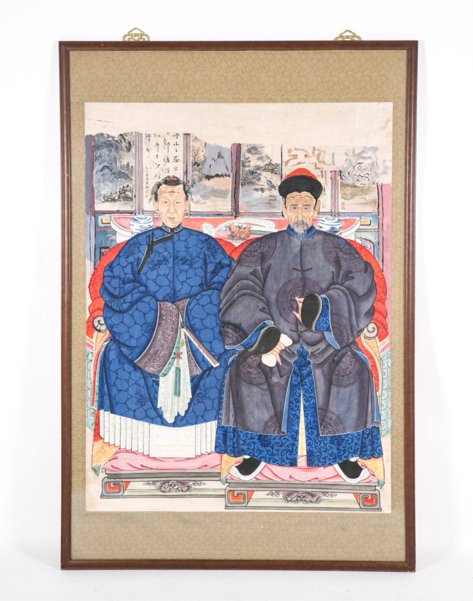 LARGE CHINESE DOUBLE ANCESTOR PORTRAIT (1 of 10)